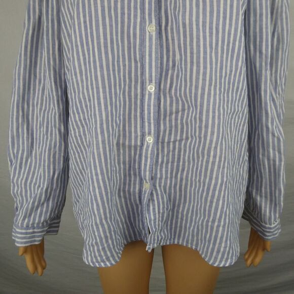 Trovata Birds of Paradise Striped Off the Shoulder Button Front Blouse Large - Picture 3 of 7